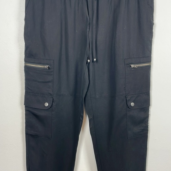 Banana Republic womens M Black Cargo Joggers Elastic Drawstring Waist 6 Pockets - Picture 3 of 9